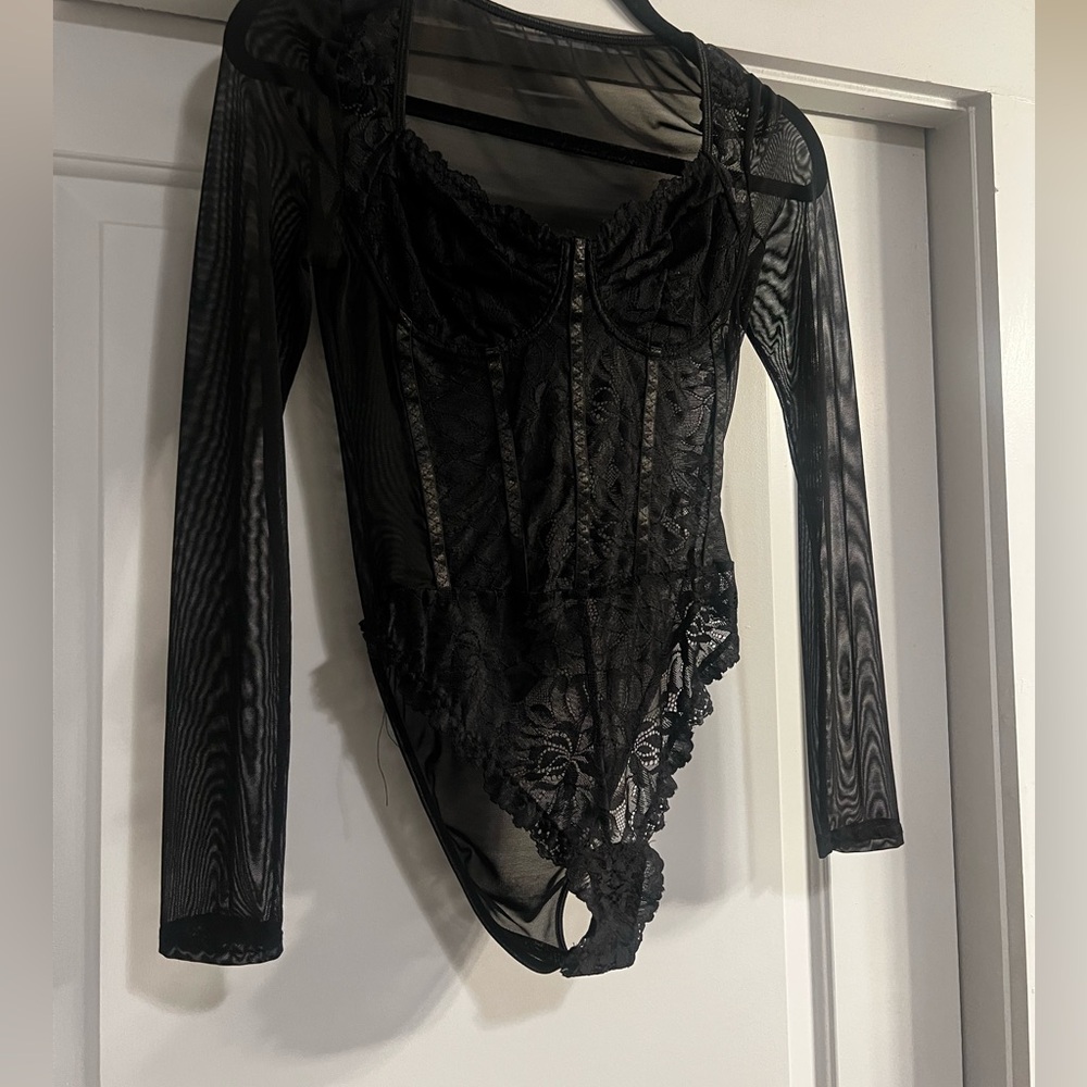 SHEIN black lace body suit- small